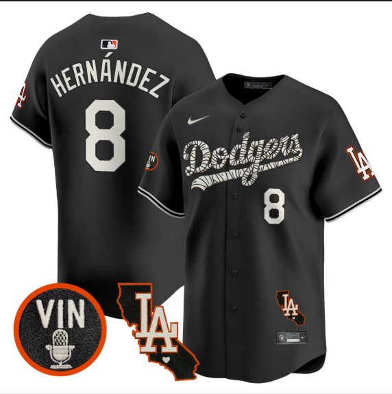 Men Los Angeles Dodgers 8 Hernandez 2025 black Limited Stitched Jersey